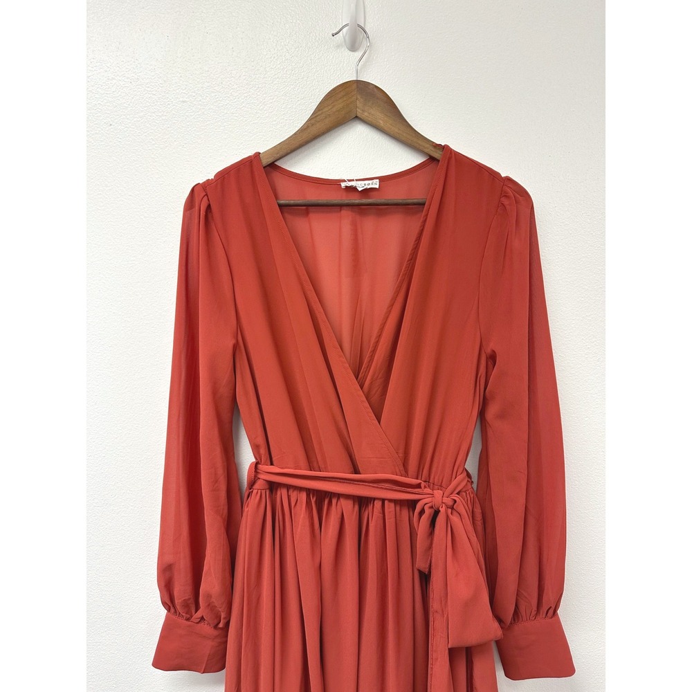 Baltic Born Celine Long Sleeve Chiffon Maxi Dress Rust XL - Picture 3 of 9